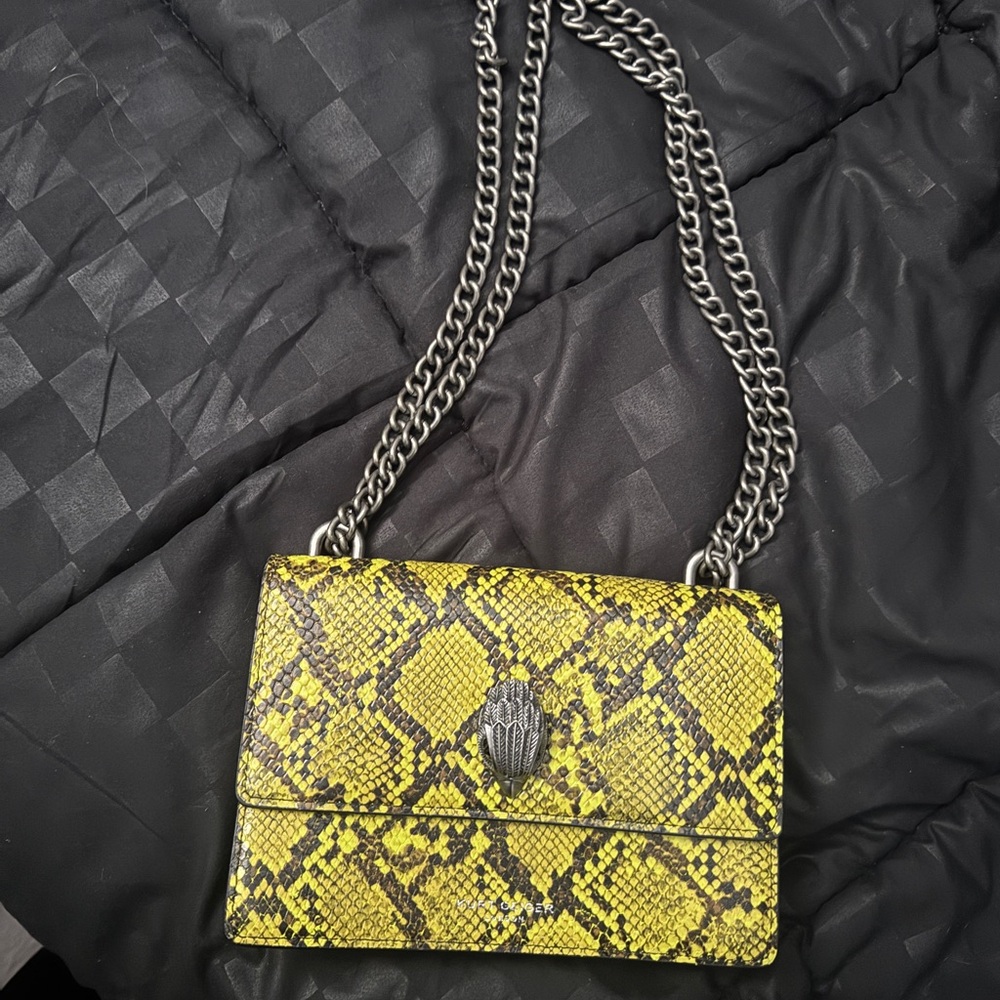 Karl Lagerfeld Yellow Snake Print Shoulder Bag